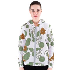 Nasturtium Flowers Plant Leaves Women s Zipper Hoodie