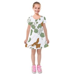 Nasturtium Flowers Plant Leaves Kids  Short Sleeve Velvet Dress