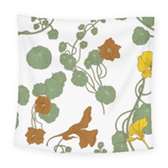 Nasturtium Flowers Plant Leaves Square Tapestry (large)