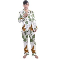 Nasturtium Flowers Plant Leaves Men s Long Sleeve Satin Pajamas Set