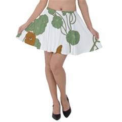 Nasturtium Flowers Plant Leaves Velvet Skater Skirt