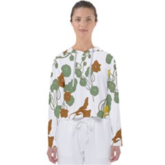 Nasturtium Flowers Plant Leaves Women s Slouchy Sweat