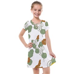 Nasturtium Flowers Plant Leaves Kids  Cross Web Dress