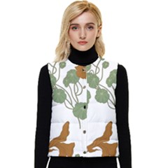 Nasturtium Flowers Plant Leaves Women s Button Up Puffer Vest