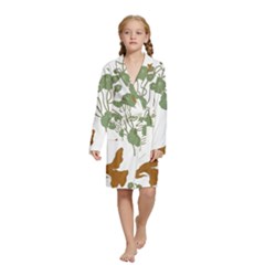 Nasturtium Flowers Plant Leaves Kids  Long Sleeve Velvet Lounge Robe