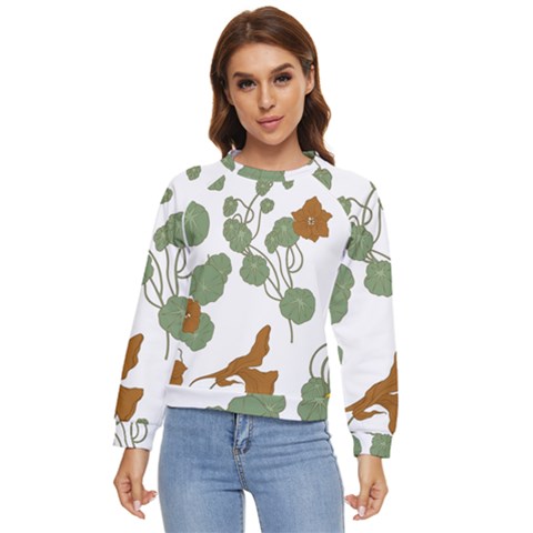 Nasturtium Flowers Plant Leaves Women s Long Sleeve Raglan T-shirt by Salmanaz77