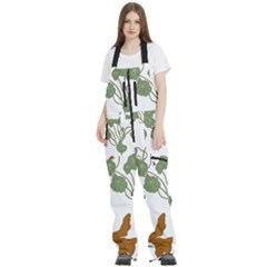 Nasturtium Flowers Plant Leaves Women s Front Zip Ski And Snowboard Bib Pants