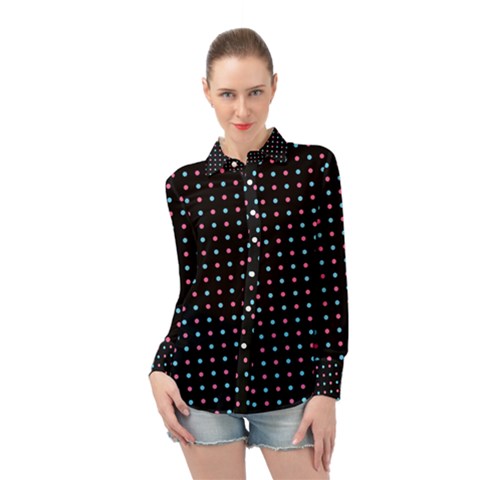 Pattern Dots Wallpaper Seamless Long Sleeve Chiffon Shirt by Salmanaz77