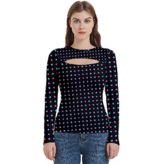 Pattern Dots Wallpaper Seamless Women s Cut Out Long Sleeve T-shirt by Salmanaz77