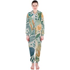 Leaves Pattern Flora Hooded Jumpsuit (ladies)