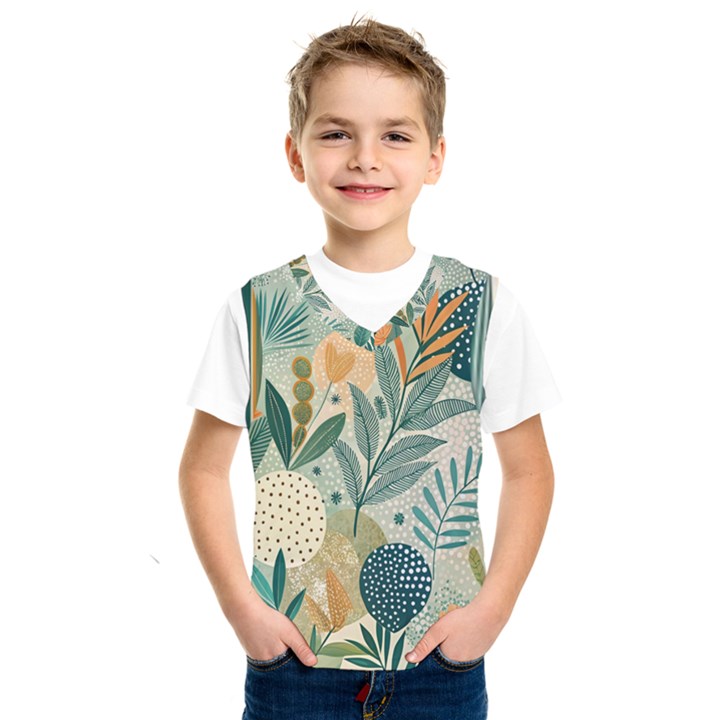 Leaves Pattern Flora Kids  Basketball Tank Top