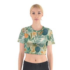 Leaves Pattern Flora Cotton Crop Top by Salmanaz77