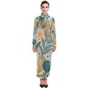 Leaves Pattern Flora Turtleneck Maxi Dress View1