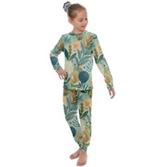 Leaves Pattern Flora Kids  Long Sleeve Set 