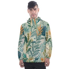 Leaves Pattern Flora Men s Front Pocket Pullover Windbreaker by Salmanaz77