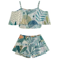 Leaves Pattern Flora Kids  Off Shoulder Skirt Bikini by Salmanaz77