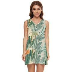 Leaves Pattern Flora Tiered Sleeveless Mini Dress by Salmanaz77