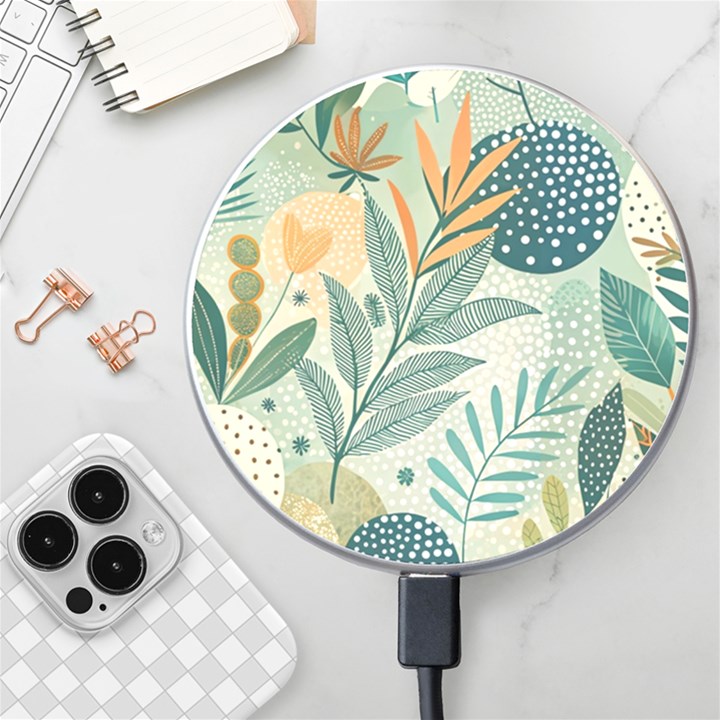 Leaves Pattern Flora Wireless Fast Charger(White)