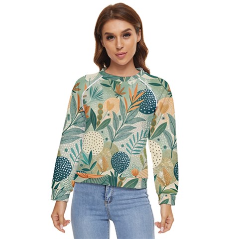 Leaves Pattern Flora Women s Long Sleeve Raglan T-shirt by Salmanaz77