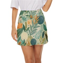 Leaves Pattern Flora Mini Front Wrap Skirt by Salmanaz77