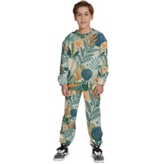 Leaves Pattern Flora Kids  Sweatshirt Set