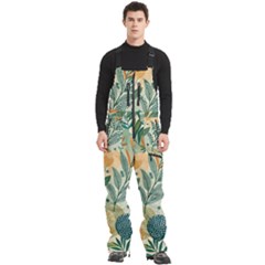 Leaves Pattern Flora Men s Front Zip Ski And Snowboard Bib Pants