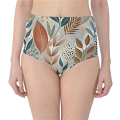 Leaves Pattern Floral Classic High-waist Bikini Bottoms by Salmanaz77