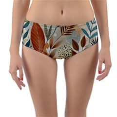 Leaves Pattern Floral Reversible Mid-waist Bikini Bottoms by Salmanaz77