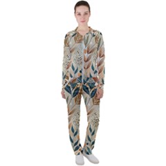 Leaves Pattern Floral Casual Jacket And Pants Set by Salmanaz77