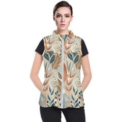 Leaves Pattern Floral Women s Puffer Vest by Salmanaz77