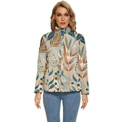 Leaves Pattern Floral Women s Puffer Bubble Jacket Coat by Salmanaz77