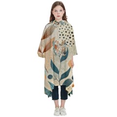 Leaves Pattern Floral Kids  Hooded Rain Ponchos by Salmanaz77