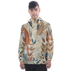 Leaves Pattern Floral Men s Front Pocket Pullover Windbreaker by Salmanaz77