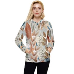 Leaves Pattern Floral Women s Lightweight Drawstring Hoodie