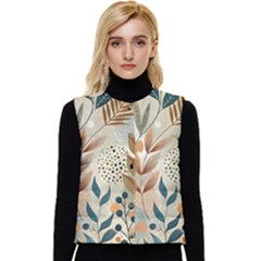 Leaves Pattern Floral Women s Button Up Puffer Vest by Salmanaz77