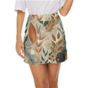 Leaves Pattern Floral Mini Front Wrap Skirt View1