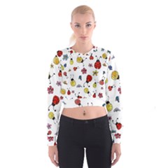 Seamless Pattern Nature Flowers Cropped Sweatshirt