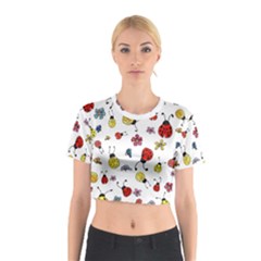 Seamless Pattern Nature Flowers Cotton Crop Top by Salmanaz77