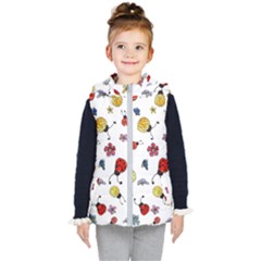 Seamless Pattern Nature Flowers Kids  Hooded Puffer Vest