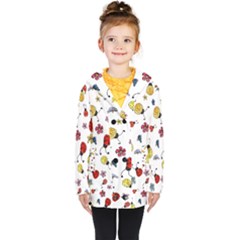 Seamless Pattern Nature Flowers Kids  Double Breasted Button Coat