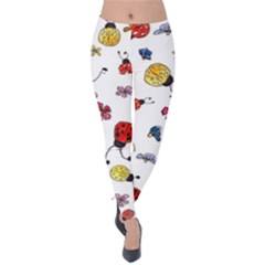 Seamless Pattern Nature Flowers Velvet Leggings