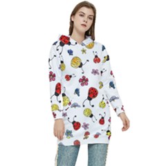 Seamless Pattern Nature Flowers Women s Long Oversized Pullover Hoodie