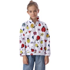 Seamless Pattern Nature Flowers Kids  Half Zip Hoodie