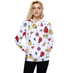 Seamless Pattern Nature Flowers Women s Lightweight Drawstring Hoodie