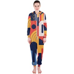 Abstract Pattern Design Hooded Jumpsuit (ladies)