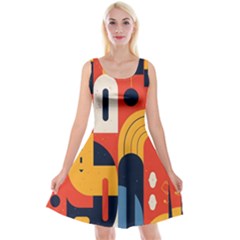 Abstract Pattern Design Reversible Velvet Sleeveless Dress