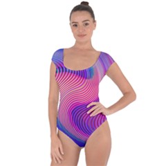 Swirl Twirl Design Pattern Purple Short Sleeve Leotard  by Salmanaz77