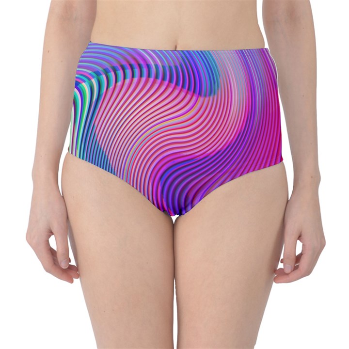 Swirl Twirl Design Pattern Purple Classic High-Waist Bikini Bottoms