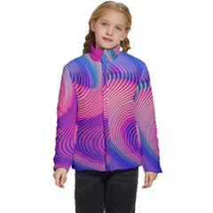 Swirl Twirl Design Pattern Purple Kids  Puffer Bubble Jacket Coat