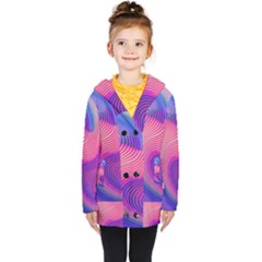 Swirl Twirl Design Pattern Purple Kids  Double Breasted Button Coat